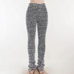 Mixed Color Fashion Casual Pants Winter Stripe High Waist Pants