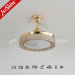 RGB Ceiling Fan With Music Play Folded Blades Dc Motor Gold Body