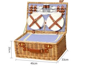 Quality Fabric Linen Wicker Rattan Storage 4 Person Woven Willow Picnic Basket wholesale