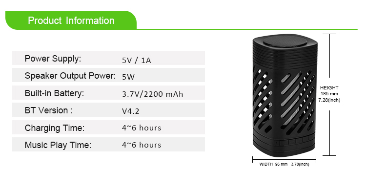Built In Li Battery Portable Wireless Bluetooth Flame Speaker