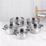 Glass lid 5pcs pot set stainless steel 410 cookware set