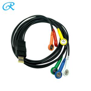 Quality 60cm 90cm, 6 Lead black Holter ECG Cable, Snap, Schiller MT101 / MT102 Compatible, China Medical wholesale