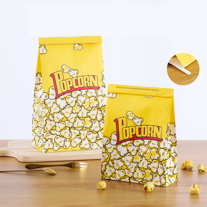 Custom Logo Print Bio-degradable Popcorn Paper Bag made of Kraft Paper for Packaging