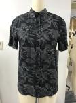 100% Viscose Summer Casual Leaf Print Short Sleeve Shirt Beach Style