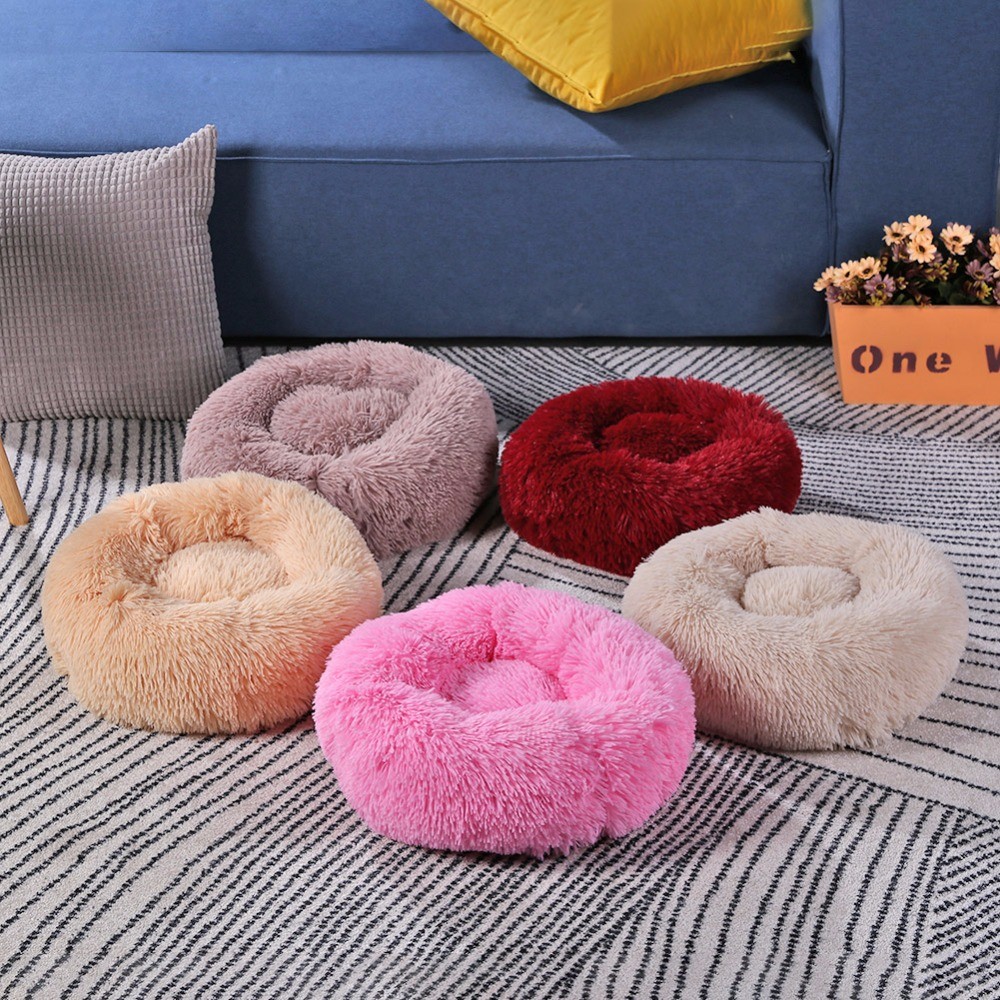 Super Soft Donuts Beds / Calming Dog Bed Fluffy Comfortable For Large Dog / Cat House