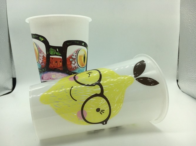 Injection Molded PP Plastic Beverage Cups for Milk Tea Juice , Iml Products