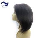 Human Hair Short Front Lace Wigs Black Straight Wigs With Bangs
