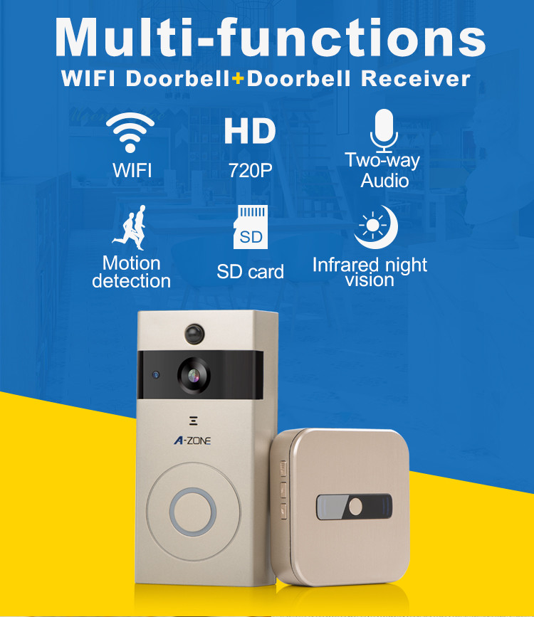 Home Security Hd Video Doorbell , Smart Wifi Doorbell Long Distance PIR Function