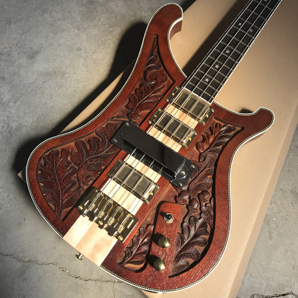 2018 new style high quality custom of carving high-quality custom 4 string bass guitar, ebony fingerboard