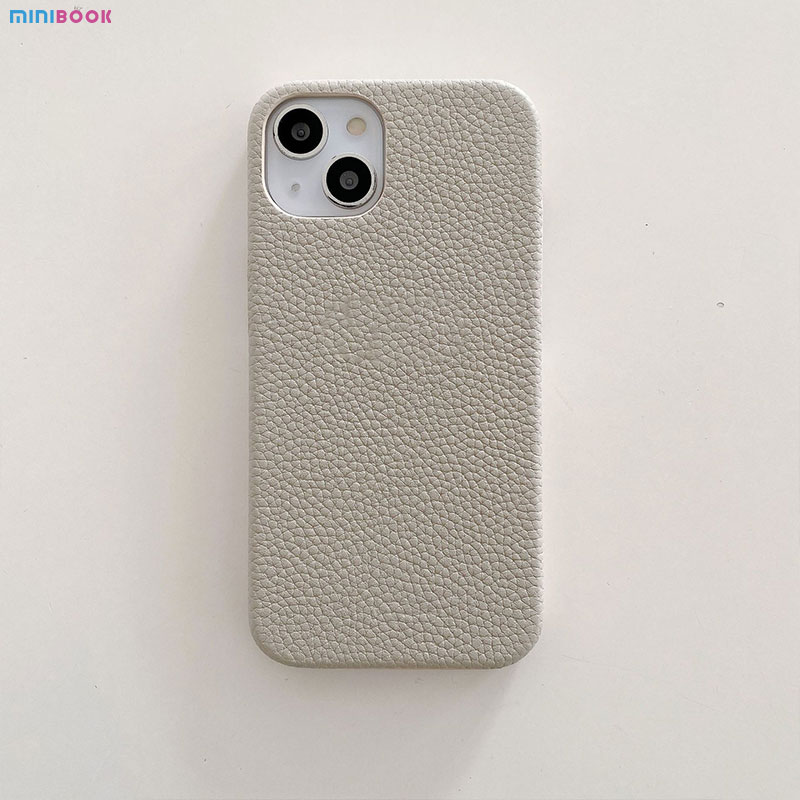 Pebble Leather Phone Back Cover Customized Luxury Litchi Leather Case for Phone 13 14