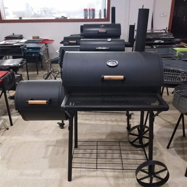 Double Barrel Charcoal Grill with Dia. 4mm Chromed Cooking Grid and Steel