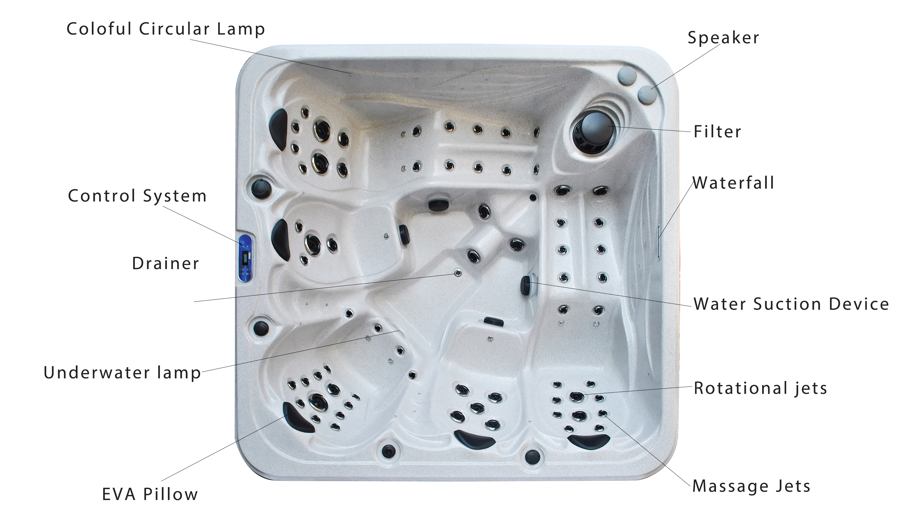 Acrylic 5 Person Whirlpool Hot Tub Outdoor Spa Tub With Massage