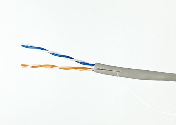 Unshielded CAT5E 2 Pairs Twisted Bulk Cat5e Cable PR02 0.5 Pure Copper Gray PVC