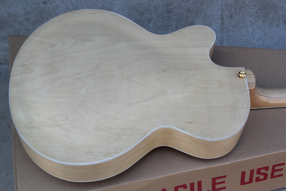 Custom Classic F hole wood natural color hollow body electric guitar colors is optional free shipping