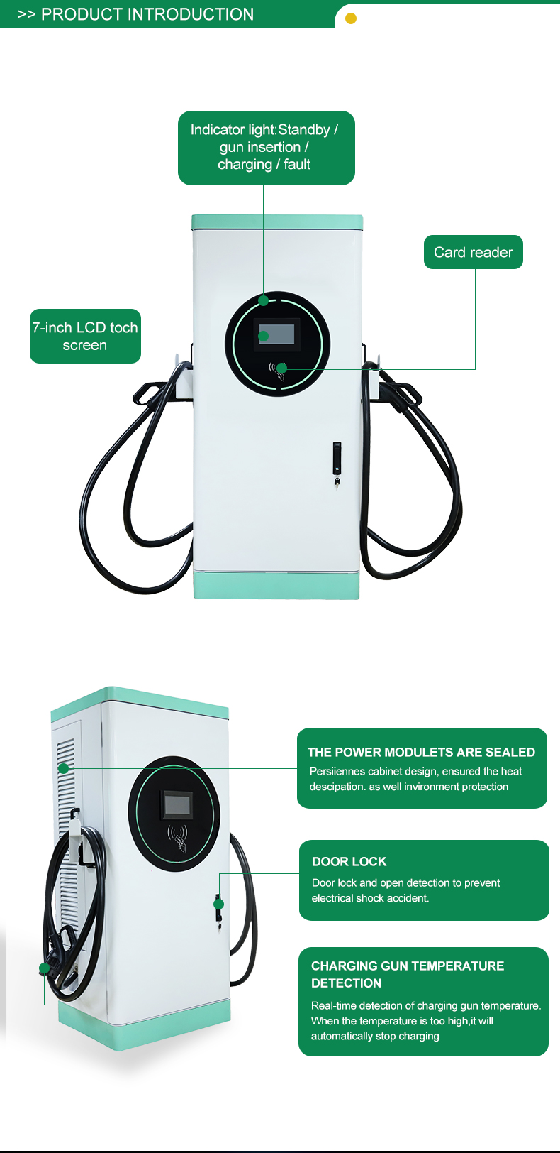 Electric Vehicle Car Charger Station with IP54 Level and 120kw Output Power from GB/T Fast Charger
