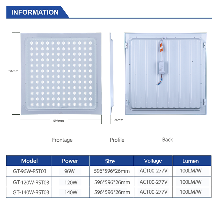 Lamp Luminous Efficiency lm/w 80 3D Moon 595*595 LED Panel Light 96W 120W 150W 1kg