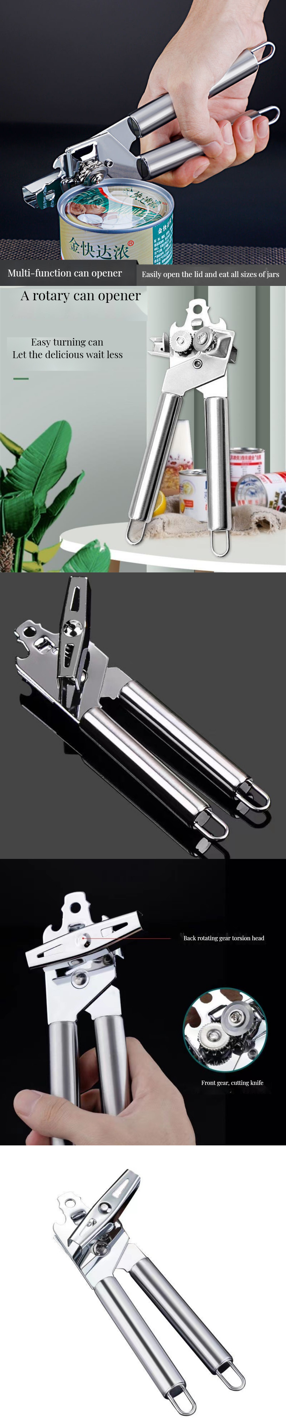 Home and Commercial 3-in-1 All-In-One Kitchen Essential Metal Can Opener Corkscrew Knife