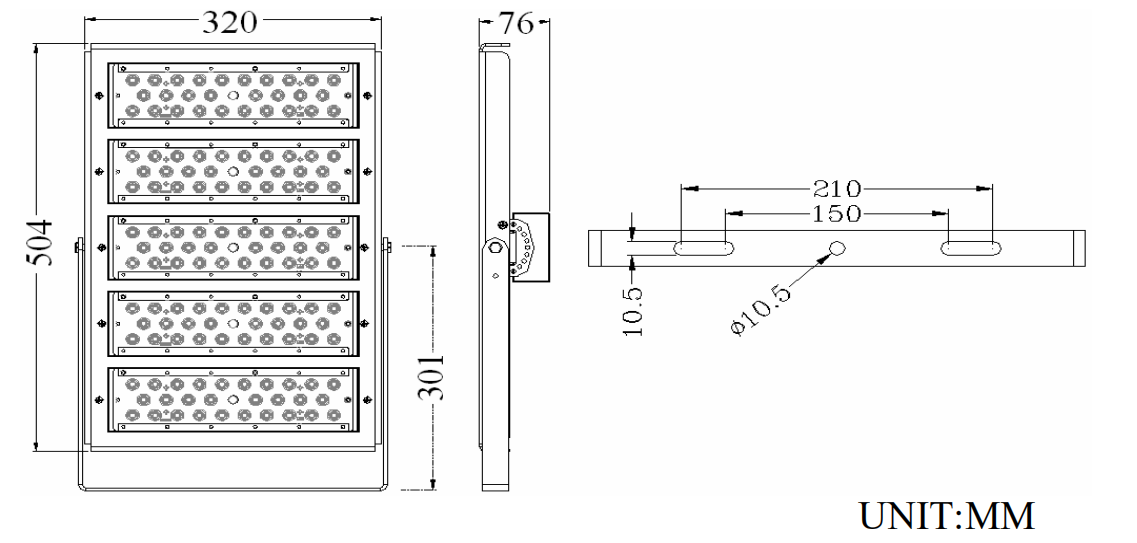 High Power 250W LED Modular Flood Light for Sport Area Lighting With Meanwell Driver 3