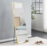 Large Magnifying Gold Metal Framed Full-Length Dressing Floor Mirror for