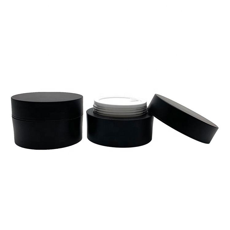 Matte Black Round Acrylic Containers 50g 2oz Plastic Cosmetic Jar