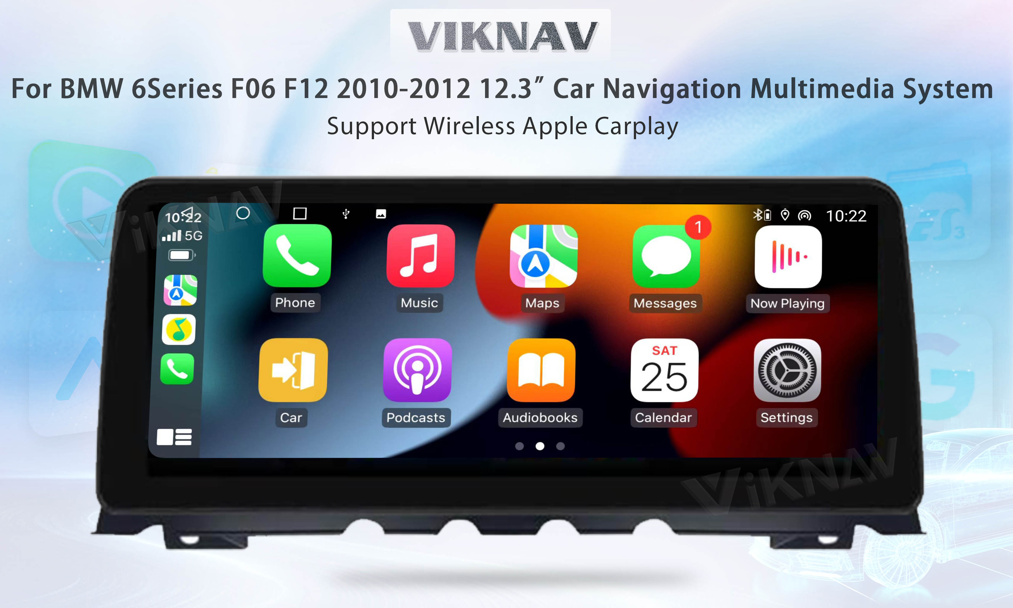 Viknav Car Radio 12.3 inch For BMW 6 Series F06 F12 2010-2012 CIC System Wireless Android Auto Carplayer GPS Navigation