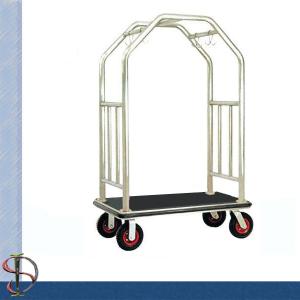 Quality Hotel Luggage Cart / Chrome Round Bend Tube Luggage Trolley /Heavy-Duty Luggage Cart / Metal Luggage Trolley wholesale