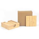 Sublimation Photo Printing Bamboo Coaster Set With Holder 10*10cm Thick 0.5cm