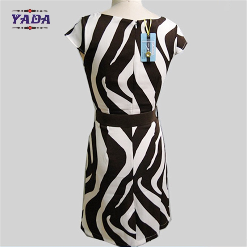 Fashion zebra-stripe brand casual dresses latest dress designs pictures for young lady