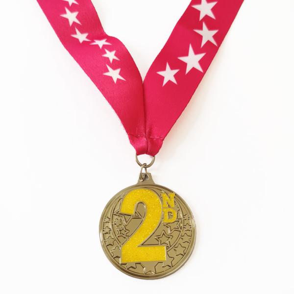 Dia 50mm Metal Sports Medal Round Custom Gymnastics Medals Glitter Color Epoxy