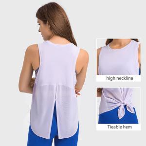 Quality Fashion Running Sports Ladies Yoga Tops Quick Dry Sleeveless T - Shirt Women Open Back wholesale