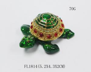 Quality Mini Turtle trinket jewelry box petwer metal jewelry box diamond decoration gifts box wholesale