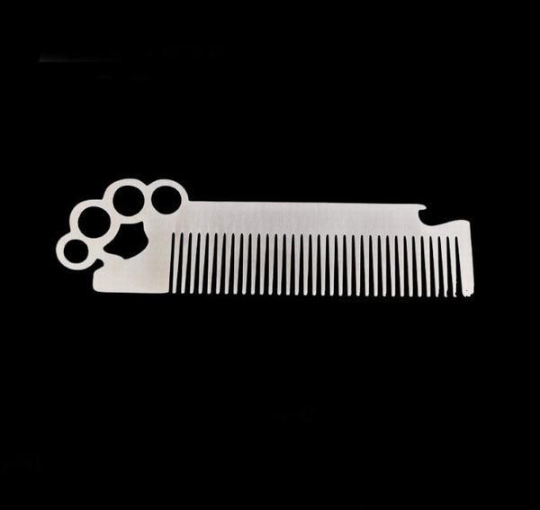 Custom cool innovative men gift, engrave logo stainless steel hand long barber beard comb bottle opener