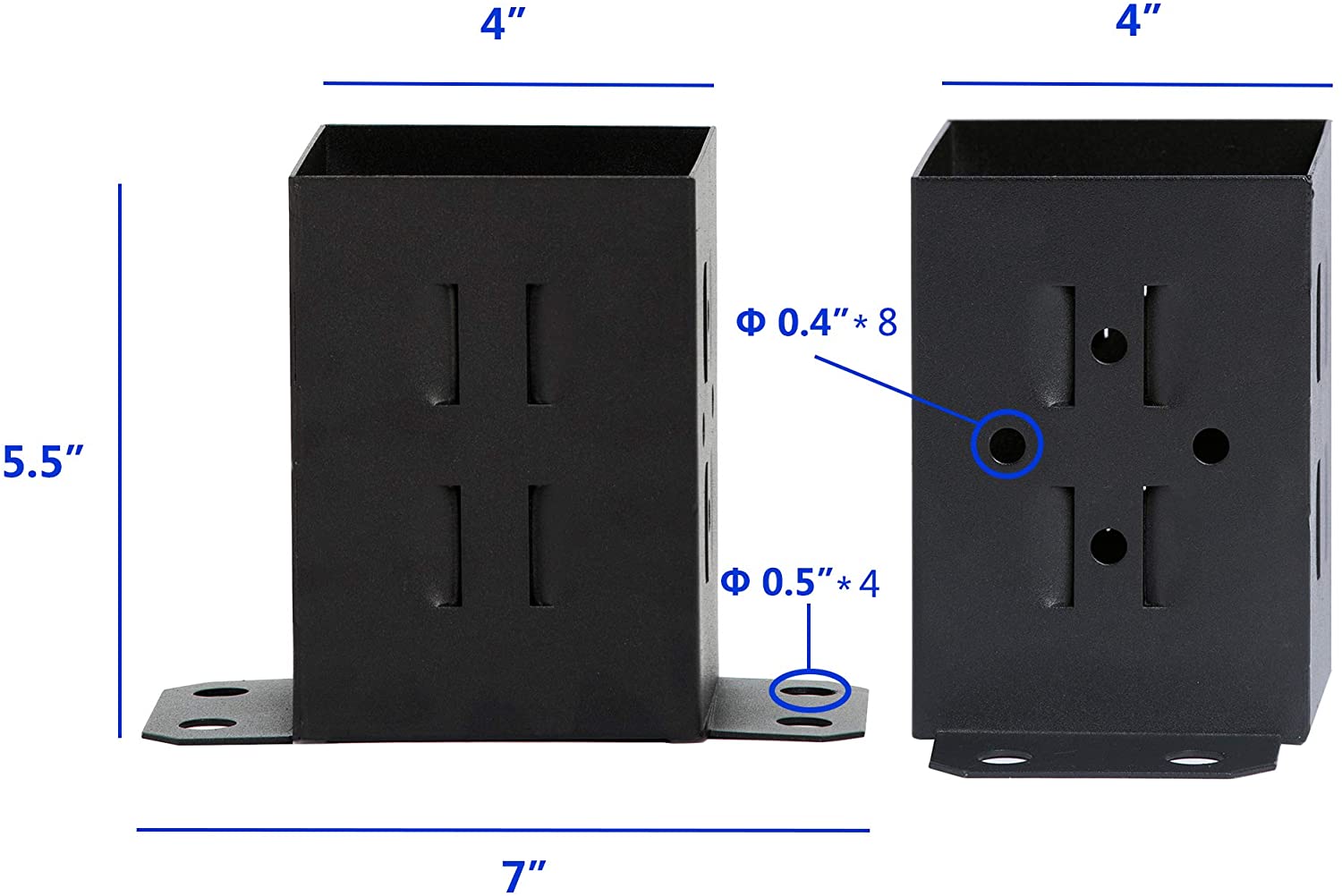 3.6"x3.6"Deck Post Base,Heavy Duty Metal Black Powder Coated Post Brackets,for Pavilion Deck Railing Support