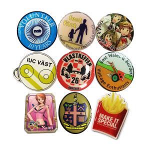 Quality Custom Metal Name Pin Badges Domed Resin Badges 37mm 25mm Size wholesale