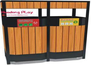 Quality Large Decorative Outdoor Trash Can With Lids 80*40*100cm , City Wooden Trash Can Container wholesale