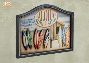 Quality Antique Beach Wall Decor Wooden Wall Hanging Plaques Decorative Surf Shop Wall Sign White Color wholesale