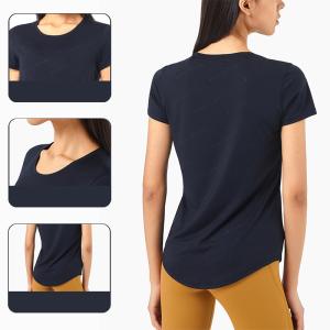 Quality Nuls Printed Ladies Yoga Tops Loose High Elastic Short Sleeved T Shirt wholesale