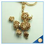 Novelty Custom Cartoon Dog Rhinestone Animal Key Ring Metal Charm Pendant Key