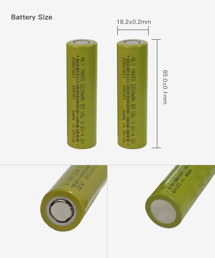 FCC Solar 18650 2200MAh Lithium Ion Rechargeable Batteries For Garden Lights