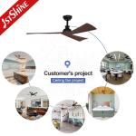 Sleek Black Ceiling Fan with Dark Wood Grain Blades