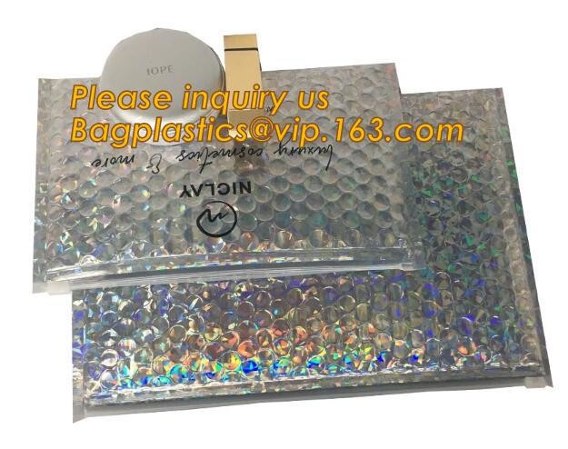 Cosmetic Pink Slider Padded Bag/Silver k Bag With Bubble,Padded Envelopes Cheap Aluminium Foil k Holographic