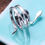 Sterling Silver Snake Wrap Ring Plain Polished Wide Women Jewelry(058262)