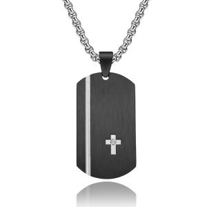 Quality Square Religious Cross Engraved Necklace for Men Stainless Steel Cross Pendant Men's Cross Necklace Christian Jewelry wholesale