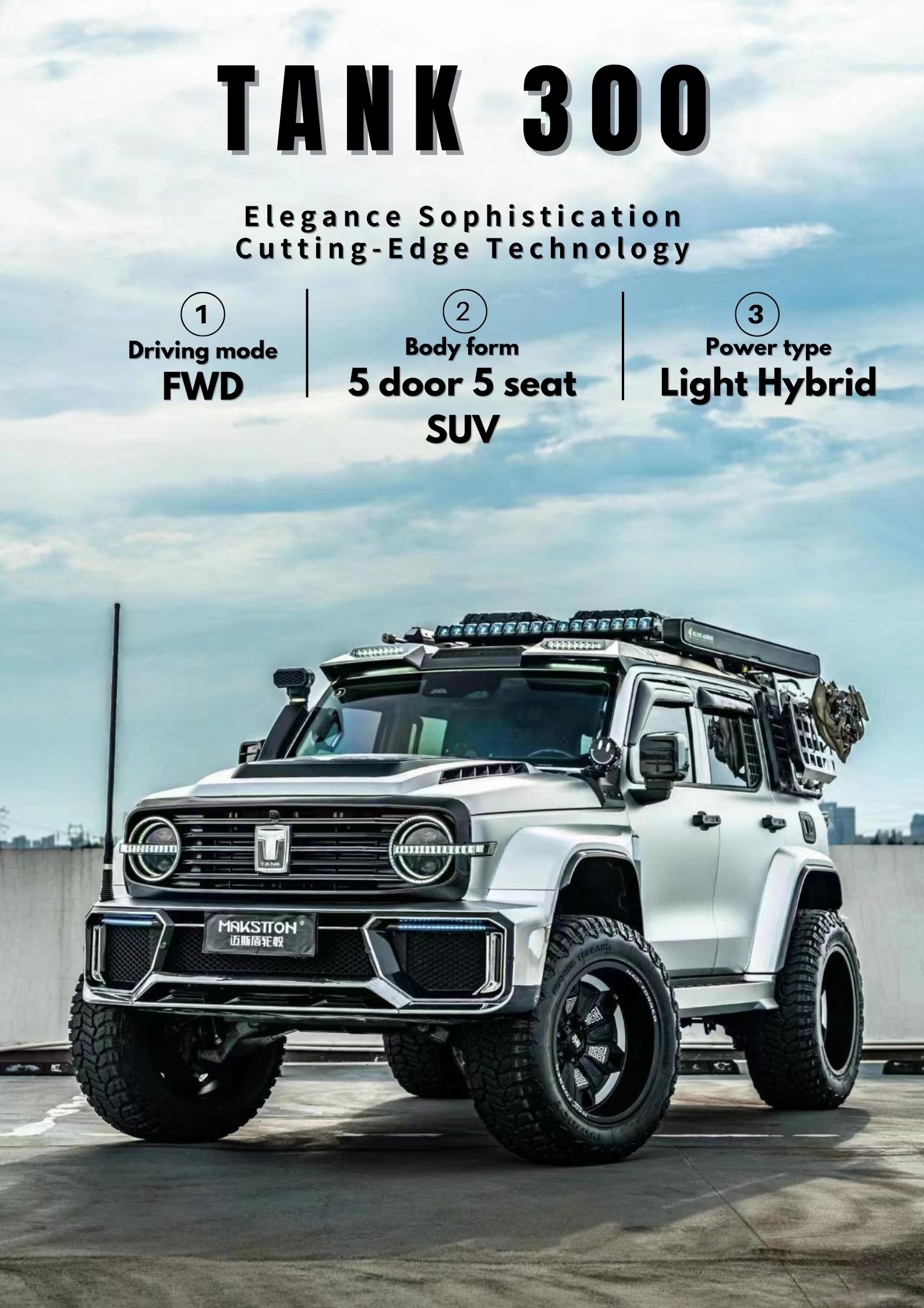 2023 Great Wall Automobile Tank 300 500 2.0T Compact Suv Sedan with 2750mm Wheelbase