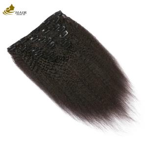Quality Yaki Kinky Malaysian Weave Hair Seamless Clip In Extensions 7pcs wholesale