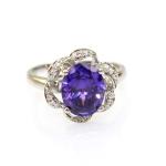 Women Jewelry Pink Cubic Zirconia 925 Silver Ring (R232)