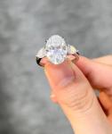 Lab Made Diamond Jewelry Three Stones Engagement Wedding Rings Cultivated