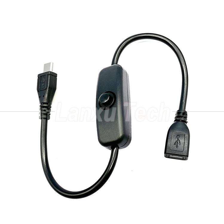 USB Micro B Male to Female Extension on off Push Button 501 Switch Cable