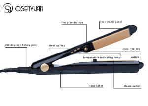 Quality Steam Function Flat Iron Ceramic Hair Straightener Anti - Clogging Technology wholesale
