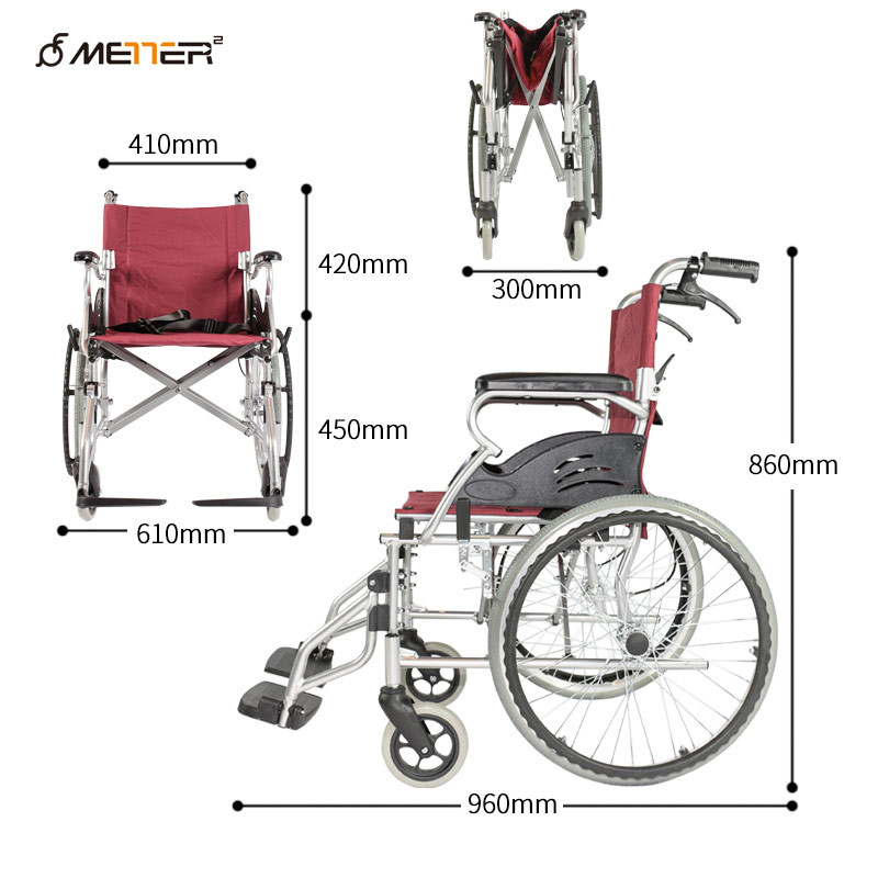 X Frame Folding OEM 27.56lbs Lightweight Manual Wheelchair